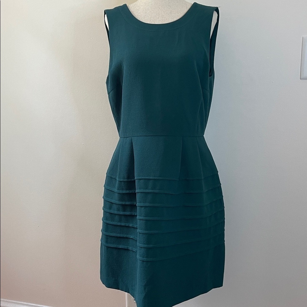 Madewell Midnight Jade Green Fit & Flare Party Dress Sleeveless Size 10 - Picture 2 of 8